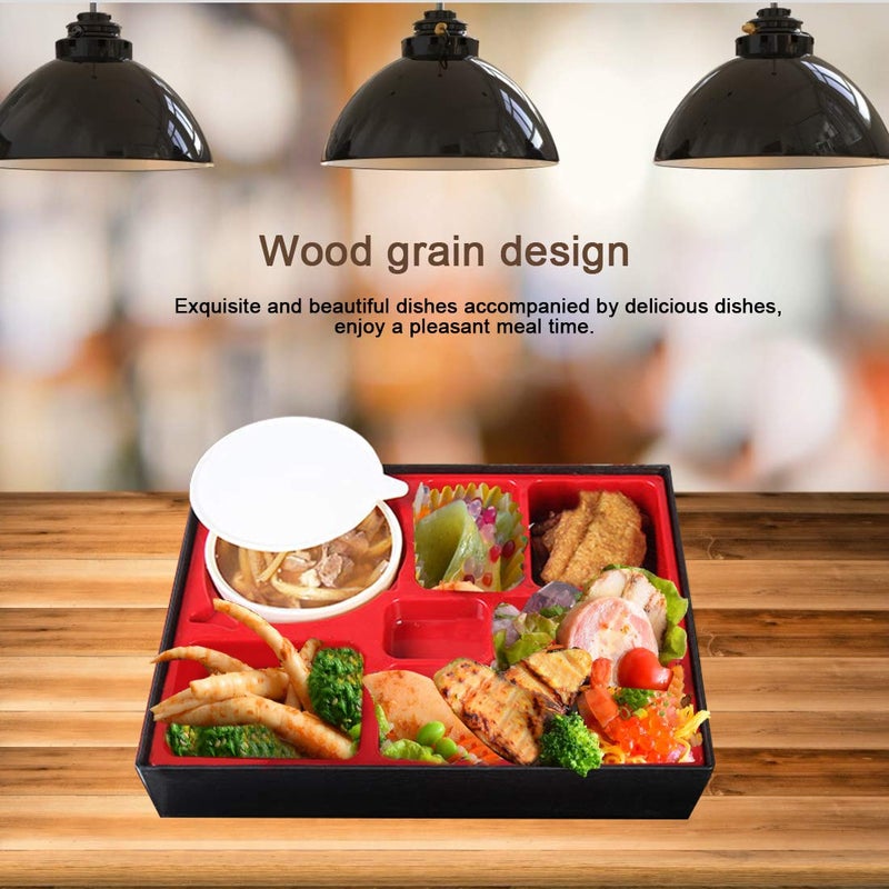 Together-life Japanese Bento Box, 5 Compartment Traditional Sushi Bento Box Lunch Box Plastic Snack Serving Tray with Lid Serving Dish Food Container for Home Restaurant Business Office Picnic - Image 5